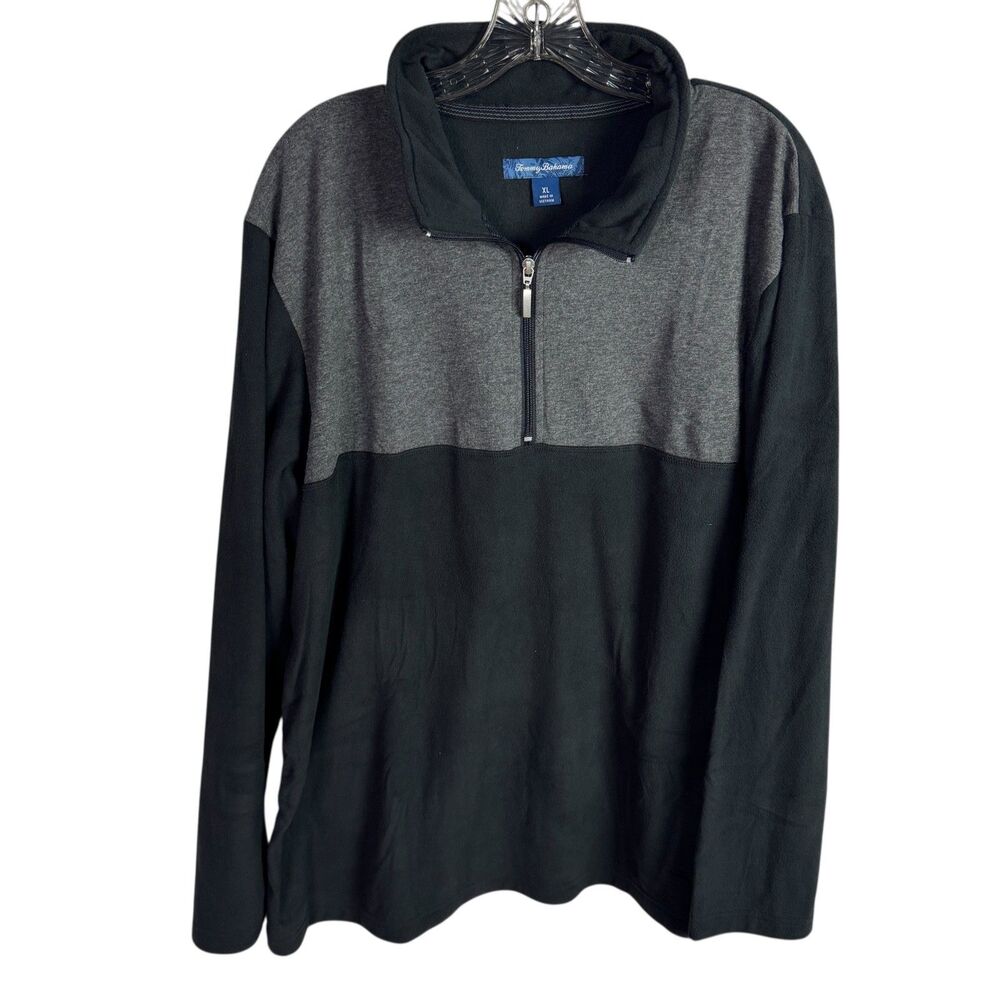 Tommy Bahama Men's 1/4 Zip Fleece Sweatshirt Size XL Black/Gray